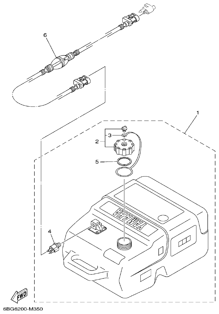Yamaha F70AET FUEL TANK 3 parts diagram